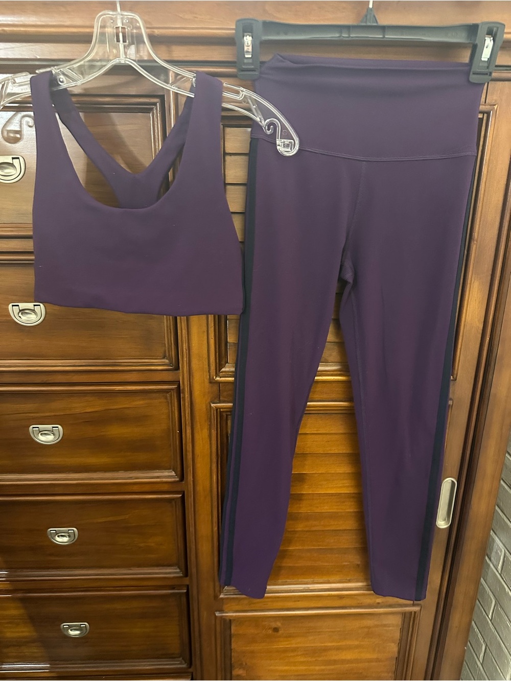 Splits59 Deep Plum High-Waist Leggings with Matching Sports Bra